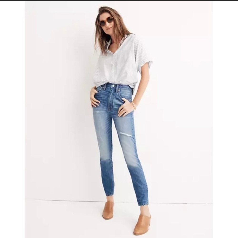Madewell Size 28  Taller Rigid High Rise Skinny Distressed Jeans